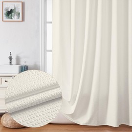 OVZME Berry Cream Shower Curtain, Embossed Textured Fabric Shower Curtain for Bathroom - Soft Cloth & Hotel Spa Luxury, Water Repellent, Machine Washable Shower Curtain, 72X72, Cream