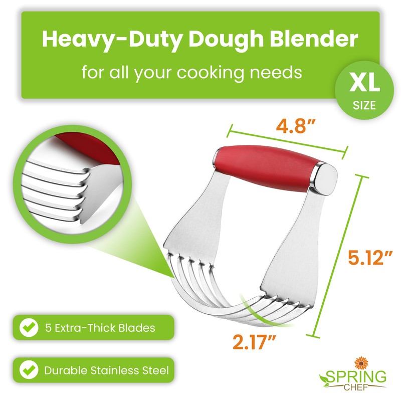 Spring Chef XL Stainless Steel Pastry Cutter Tool for Baking