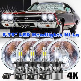 QULOOX 4PCS For 1967-74 Dodge Charger 4x 5.75" LED Headlights Hi-Lo DRL Reflector Lamp