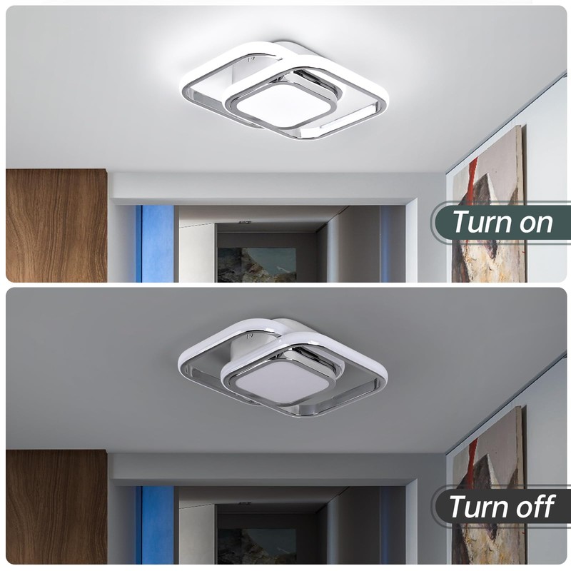 CANEOE Square Hallway Ceiling Light Fixtures,6000K Cool White Modern Flush