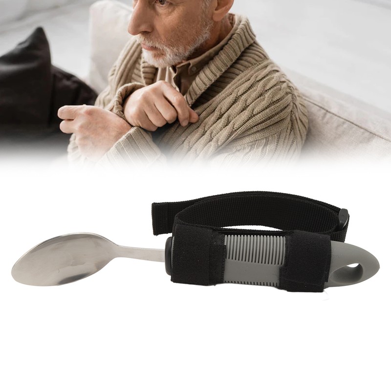 Strap Adaptive Scoop Stainless Steel Wavy Shape Handle Cuff Eating