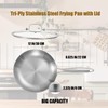 LOLYKITCH 12 Inch Tri-Ply Stainless Steel Frying Pan with Lid,Skillet,Induction
