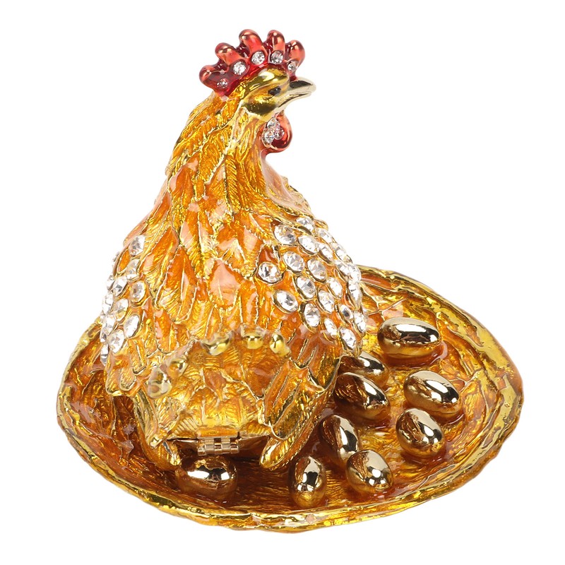Golden Hen Figurine Trinket Boxes Handcraft Exquisite Small Jewelry Box