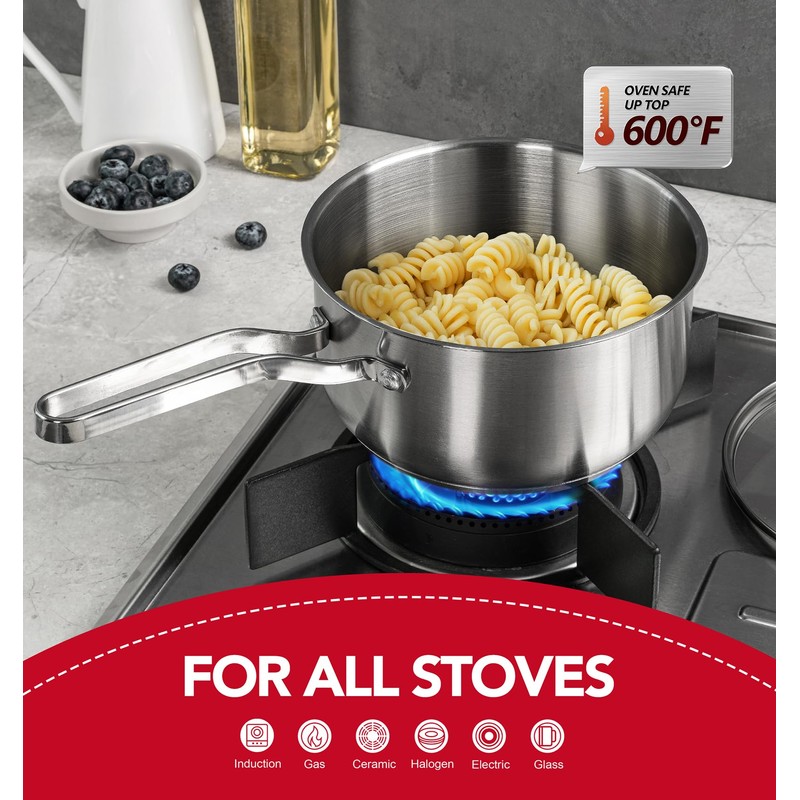 MICHELANGELO Stainless Steel Pot Set - 1QT & 2QT &