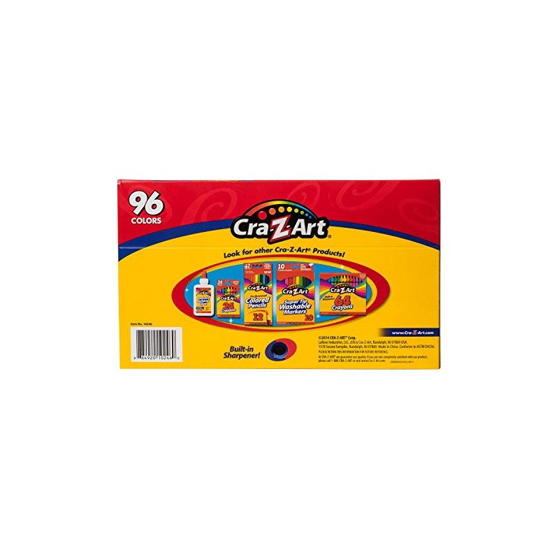 Cra-Z-Art Crayones de 96 quilates en caja abatible con sacapuntas