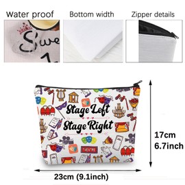 Theater Drama Gifts Stage Left Right Makeup Bag Drama Theater Lover Gifts Comedy Tragedy Cosmetic Travel Toiletry Bag (theatre bag)