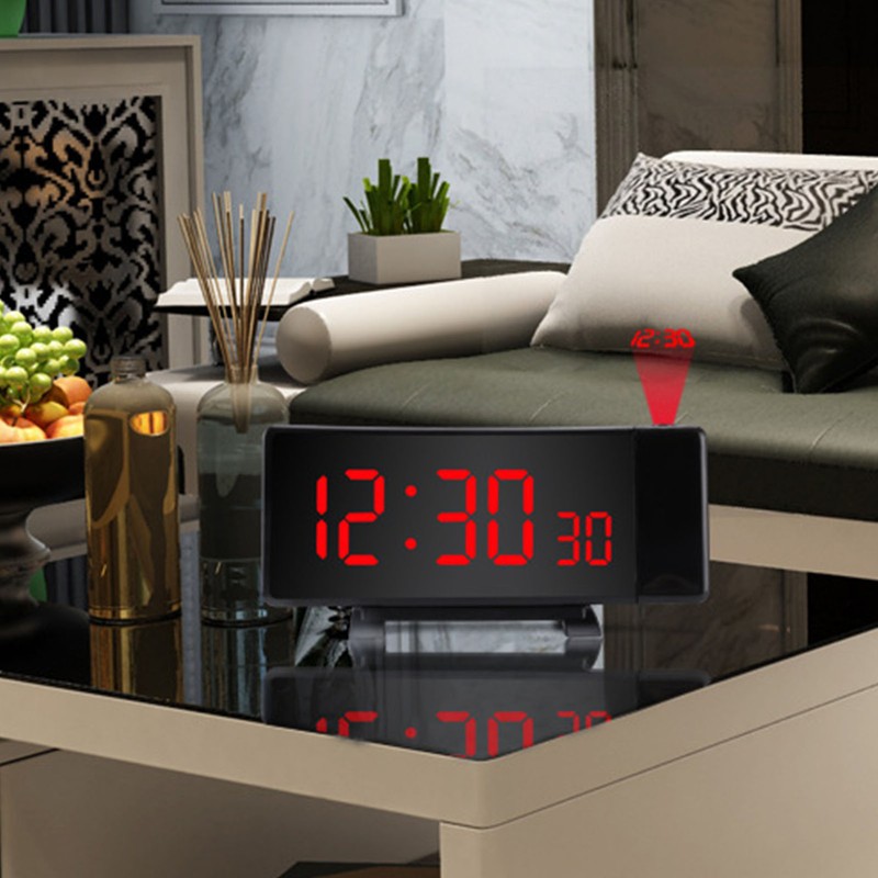 Projection Alarm Clock with 2 USB Ports LED Curved Display