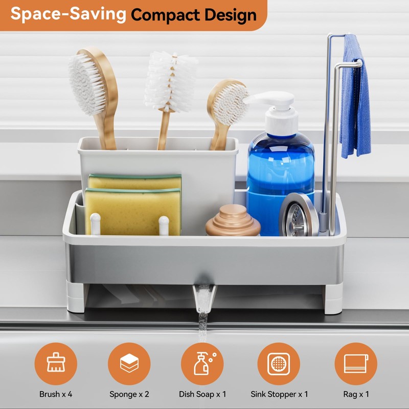 Laveshop Sponge Holder for Kitchen Sink, Rustproof Stainless Steel Sink