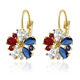 Elaximn Vintage 14K Gold Plated Flower 4th of July Independence Day Earring