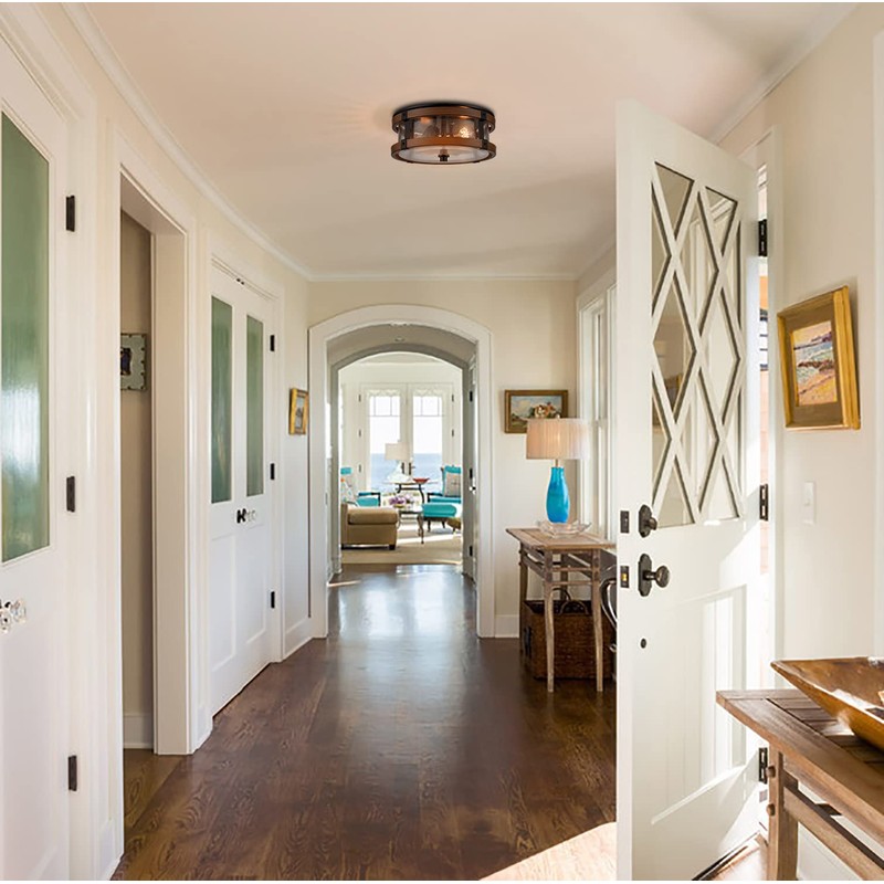 DEYNITE Farmhouse Ceiling Light Fixture 2-Light Hallway Ceiling Light in
