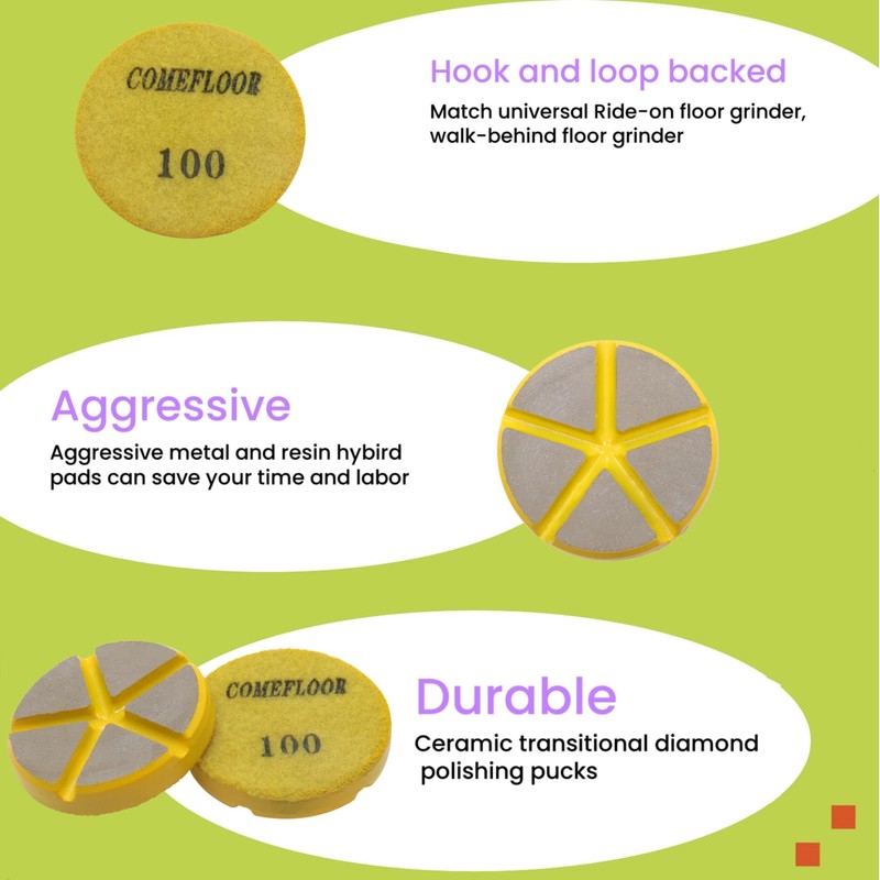 Hybrid Ceramic Transitional Diamond Polishing Pucks for Concrete Terrazzo Floor,