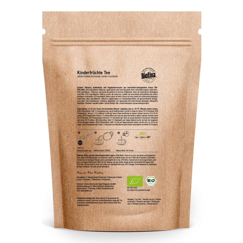 DE-ÖKO-005 Children's Fruit Tea Organic without Sugar, 250 g, Hibiscus,