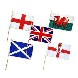 (12x18in) Set Of 5 UK Country Stick Flags