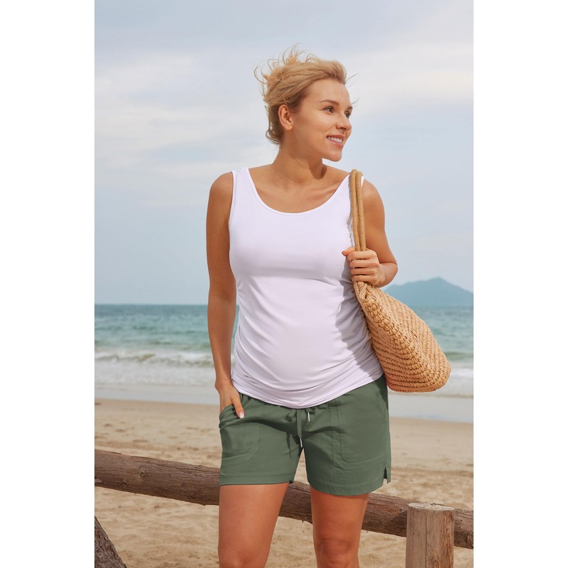 Maacie - Pantalones cortos de algodón para maternidad con cordón