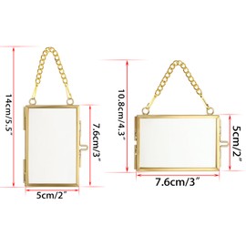 SUMTree 8 x Glass and Metal Picture Frames, Hanging Glass Photo Frame, Plant Sample Clip, for Pressed Flowers, Photos, Glass Frame Only (Gold, 5 x 7.6 cm, Rectangle, 4 x Horizontal, 4 x Vertical)