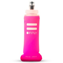Soft Flask - 8.5 oz (250 ml) - Shrink As You Drink Pocket Soft Water Bottle for Hydration Pack/Running Vest - Folding Water Bottle for Running, Hiking, Cycling - Ski Water Bottles - Pink