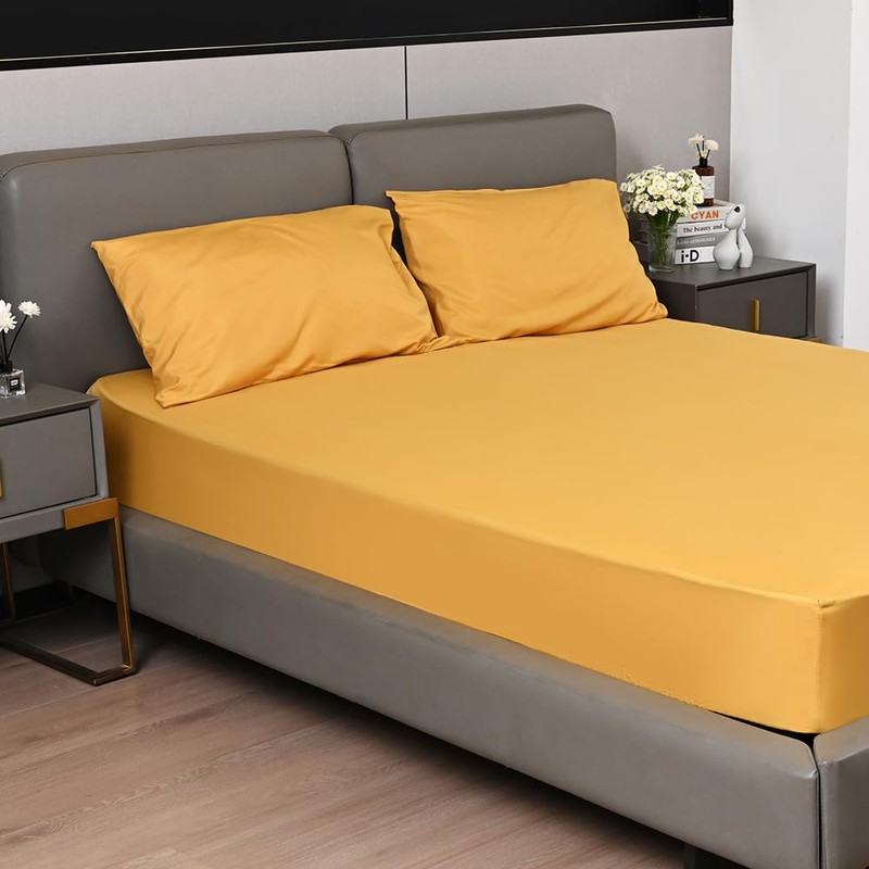 Fitted bed Sheet 25CM Deep Ochre Single Bed Size Hotel