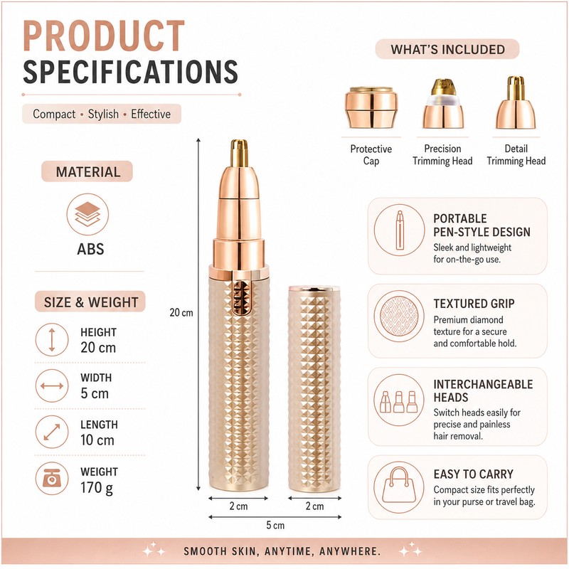 Rechargeable Facial Hair Trimmer for Women & Men – 4-in-1