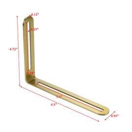 Xiaoyztan 2 Pcs Slotted L Corner Brace Stainless Steel Reinforced Brackets for Furniture Repair Shelf Support Board Connection Angle Fixing (6.5x4.72in Gold)