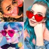 2PCS Heart Shape Sunglasses Rimless Transparent Heart Glasses Colorful Party