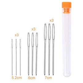 Jaimela Pack of 9 Sewing Needles Hand Needles Large Eye Sewing Needles Set 5.2 cm 6 cm 7 cm Steel Sewing Needles for Thick Wool with 1 Storage Tube