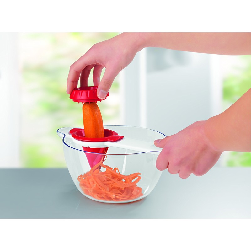 GOURMETmaxx 06552 Spiralschneider mit Salatschüssel rot/weiß