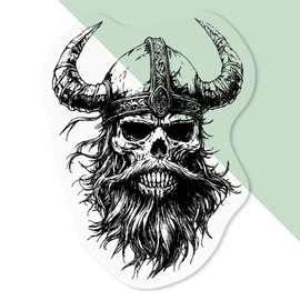 4 x Small 50mm 'Viking Skull' Transparent/Clear Sticker Decals for Windows/Cars/Walls (DC00143036)