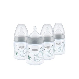 NUK - Biberón anticólicos de flujo suave, 5 onzas, paquete de 4, elefante