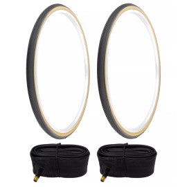 PRO+ BICYCLE TIRES 26 X 1-3/8 BLACK/GUM P-148 SLICK ROAD TOURING TREAD W/TUBES