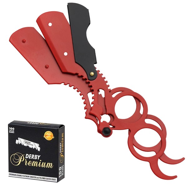 Universal Replaceable Half Blade Straight Razor with 100 Blades, Professional