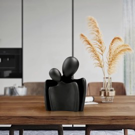 Romantic Couple Statues,Resin Art Couple Sculpture- 6'',The for Couples, Can Also be Given to Relatives and Friends As The Best Wishes，Abstract Modern Home Décor for Office Bookshelf Bedroom (Black)