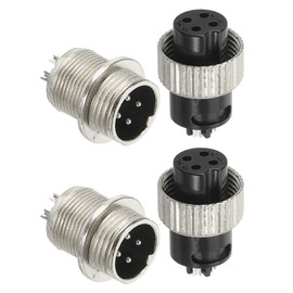PATIKIL Aviation Connector Plug, 4 Pin Metal Male Female Panel Connector 12mm Aviation Wire Connector Socket for Lighting Video CNC Machine (2 Set)