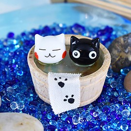 CYK1212 Cute Handmade Glass Work Hot Springs Cat Pair
