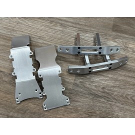 Traxxas T-Maxx or E-Maxx Silver  Anodized Billet Aluminum Skid Plate + Bumper F&R