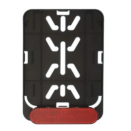 1x Kennzeichenhalter für Versicherungskennzeichen 135 x 110 mm (für Mofa - Roller - S-Pedelec - E-Bike - Moped - L-Krad - Leichkraftrad) (Schwarz (Unlackiert) Mit Refektor Rot)