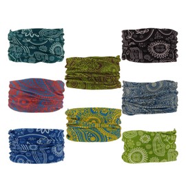 SMEHCF 8 Multipurpose Bandanas for Women Men Headband Balaclava Hair Head Scarf Face Half Airsoft Paintball Mask Neck Gaiters Breathable Reusable Washable Black Yellow Red Blue Green Cashew Flower