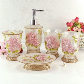 LUANT Vintage Bathroom Accessories, 5Piece Bathroom Accessories Set, Bathroom Set Features, Soap Dispenser, Toothbrush Holder, Tumbler & Soap Dish - Bath Gift Set