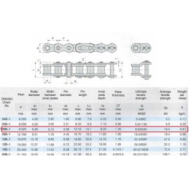 Jeremywell 06B Metric Standard Roller Chain 10 Feet with 1 Connecting Link