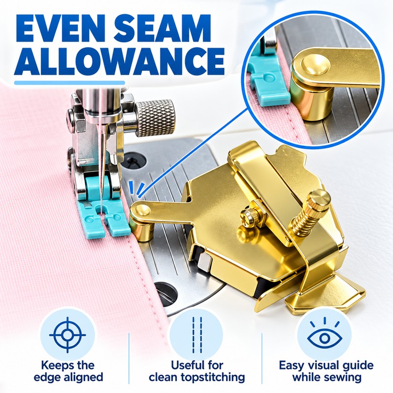 Adjustable Magnetic Seam Guide with Spring Clip for Sewing Machines