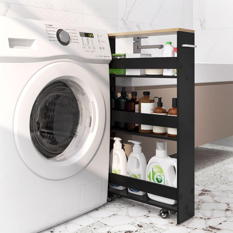 Giantex Kitchen Slim Storage Cart - 4 Tier Rolling Side