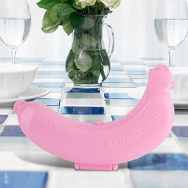Niedlich 3 Farben Obst Bananen Box Box Fall Mittagessen Container Lagerung Bananenschale(Rosa)