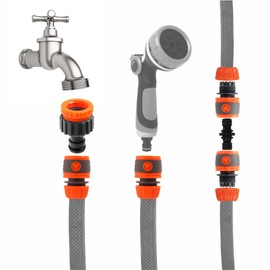 Garden Hose Pipe Connector Set - Tap to Hose Connectors Adapter, 3/4'' & 1/2'' Double Male Fittings