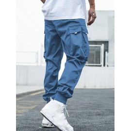 ZAFUL Men's Cargo Pants Drawstring Elastic Flap Pocket Street Baggy Pants Sweatpants