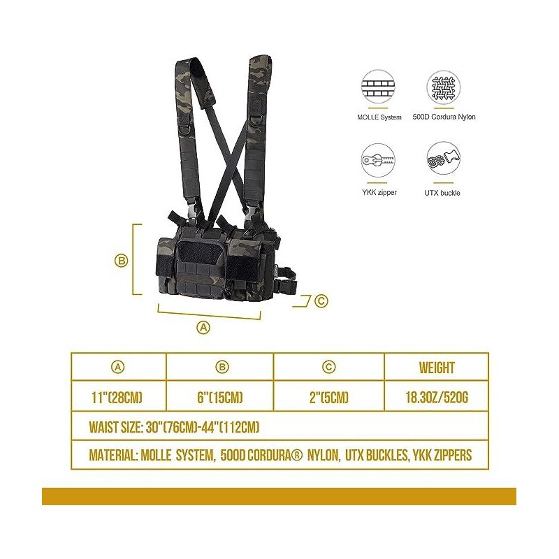 ONETIGRIS Chest Rig, MOLLE Chest Rigs Chest Rig Dangler Pouch