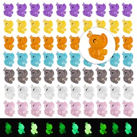 jrootouh 70 Pcs Luminous Mini Resin Rhino Tiny Cow Miniature Pig Figures Glow in The Dark for DIY Garden Dollhouse Wildlife Accessories Micro Landscape Aquarium Party Decor
