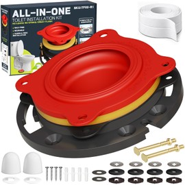 boeemi Toilet Flange Repair Kit with Elastic Wax Ring TF02-RI- Premium Toilet Seal and Gasket Replacement (with Sealing Caulk Tape)