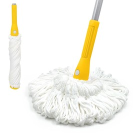 JEHONN Twist Mop with 57.5 inches Long Handle, Self Wringing String Mop for Floor Cleaning, Washable Microfiber Mop for Hardwood Vinyl Tile Marble Laminate Home Office Kitchen (Yellow) micro twists floor