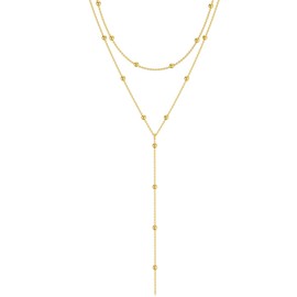 Auiremrti Long Y-chain women's multi-row necklace, stainless steel in gold, jewellery for women, elegant long chain for women, chain set, simple gold jewellery, Stainless Steel