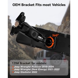 WOLFBOX Model 179 OEM Bracket Fit for 2018-2024 Jeep Wrangler Rubicon, for USB C G840S/G840H/G850/G900/G900PRO/G850PRO/G900 Tripro Mirror Dash Cam