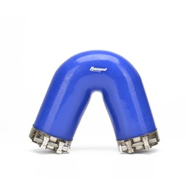 Tucool Racing 4-Ply Silicone 135 Degree Elbow Connector Joiner 3" Turbo Hose Pipe Intercooler Turbo Air Intake Pipe Length 170mm Thickness 5mm with T-Bolt Clamps (Blue, 76mm (3"))